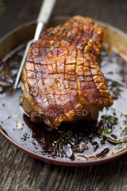 Roasted pork with crackling — Stock Photo