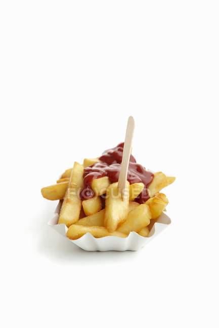 Patatas fritas y ketchup - foto de stock