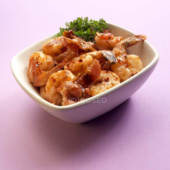 Bowl of Shrimp in Sherry Sauce — Stock Photo