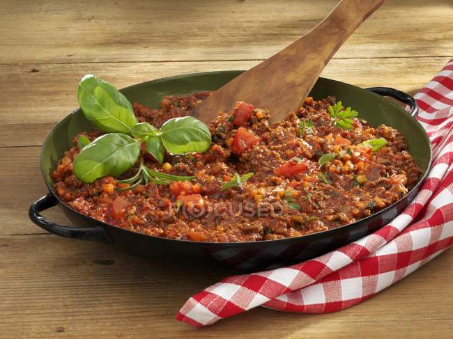 Bolognese sauce in plate — Stock Photo