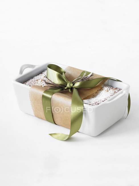 Pound Cake in Ceramic Loaf Pan — Stock Photo