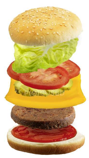 Bâtiment hamburger de boeuf — Photo de stock