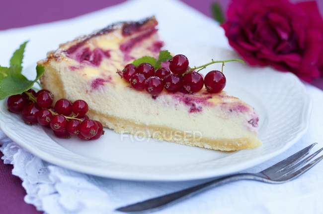 Gâteau au groseille rouge sur assiette — Photo de stock