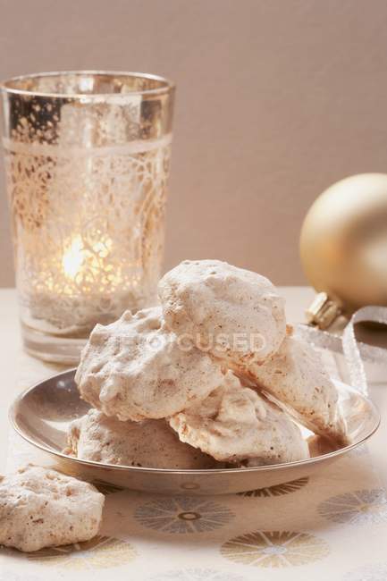 Macaroons on plate for Christmas — Stock Photo