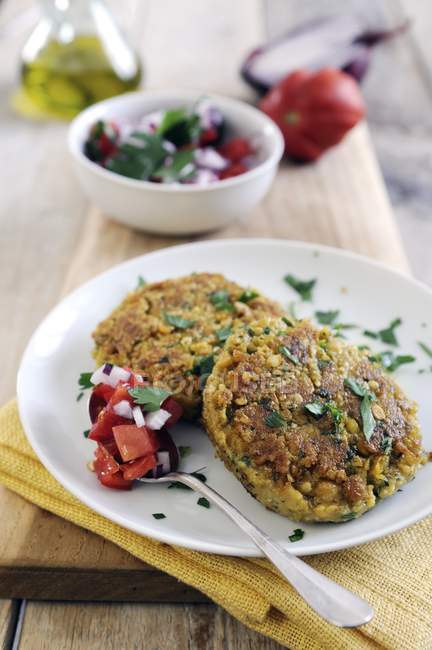 Pan-fried chickpea cakes — Stock Photo