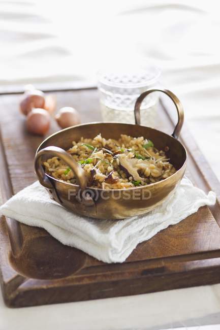 Mushroom risotto in bowl — Stock Photo