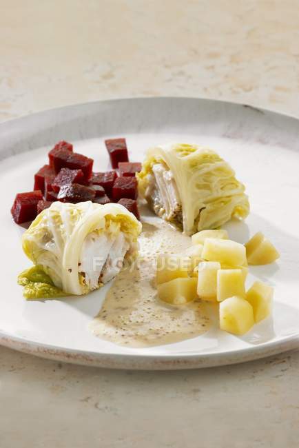 Savoy cabbage roulade filled with cos — Stock Photo
