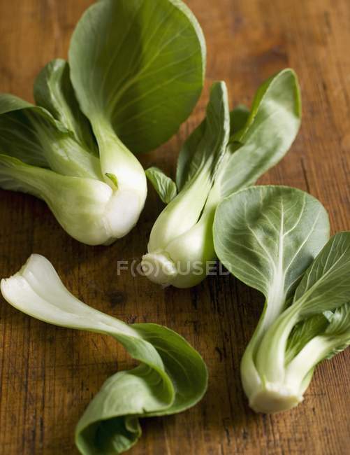 Fresh Bok Choy on a Wooden Surface — Stock Photo