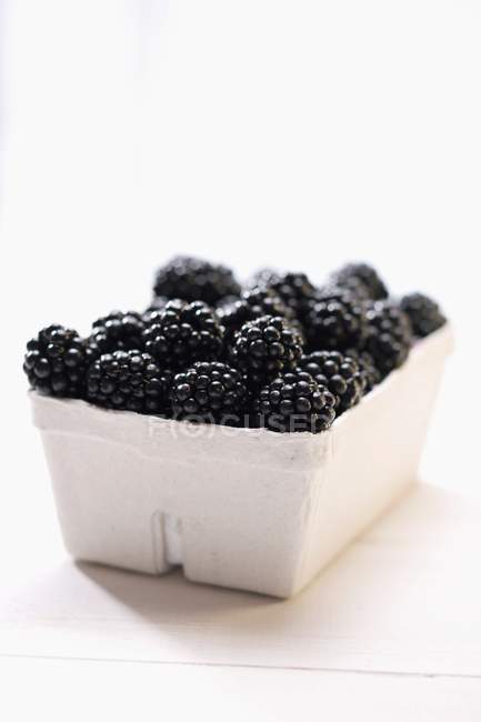 Blackberries in cardboard punnet — Stock Photo