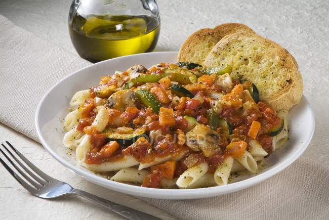 Penne with Vegetable Sauce — Stock Photo