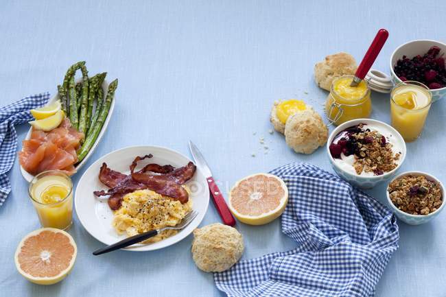Served breakfast table — Stock Photo