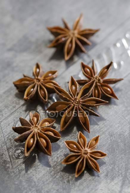 Six star anise on the table — Stock Photo