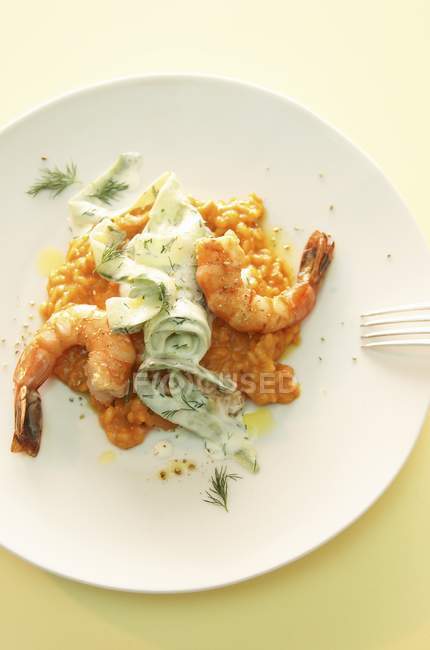 Pepper risotto with scampi — Stock Photo