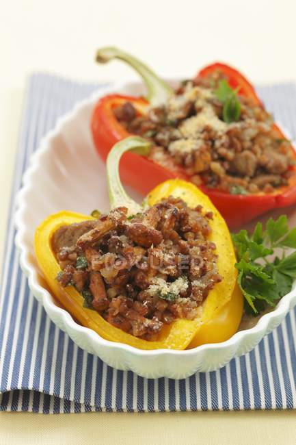Peppers filled with meat — Stock Photo