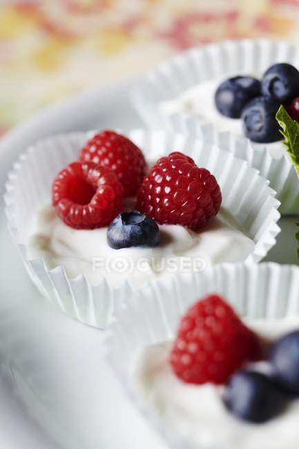 Joghurt mit frischen Beeren — Stockfoto