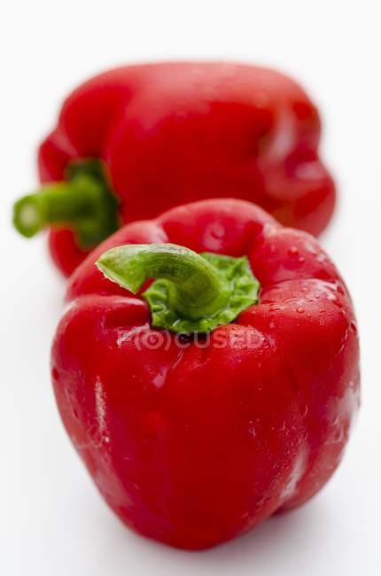 Красный перец с капельками воды — стоковое фото
