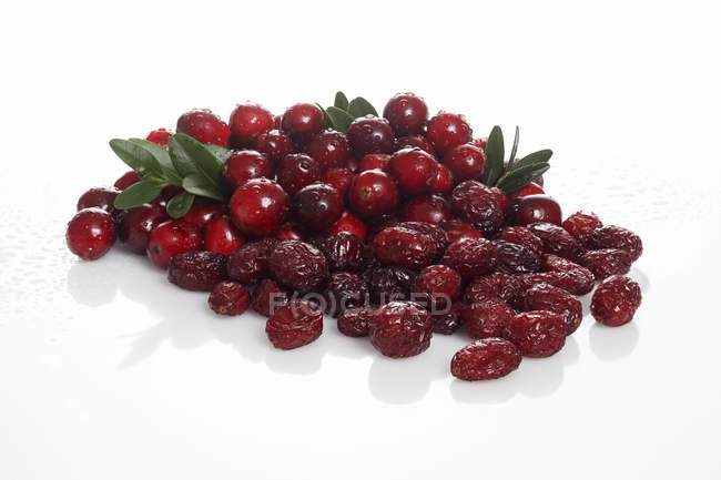 Fresh and dried cranberries — Stock Photo
