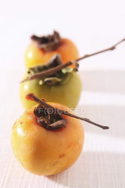 Cachi freschi con ramoscelli — Foto stock