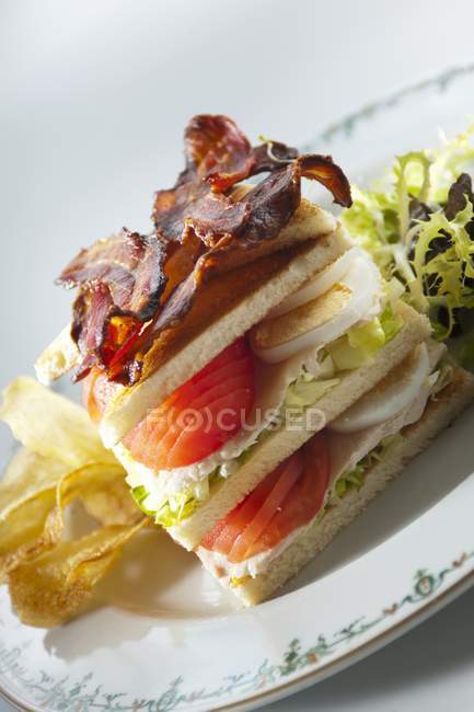 Club sandwich with egg — Stock Photo