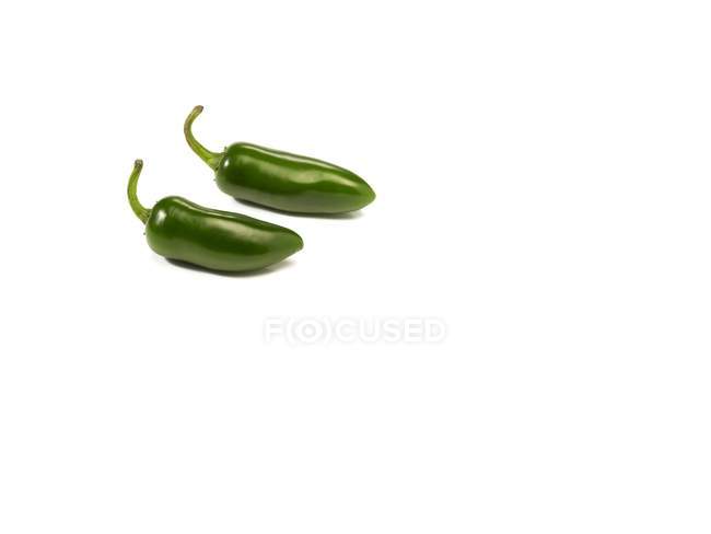Two Whole Jalapenos in a White Background — Stock Photo