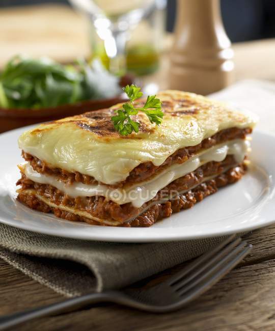 Beef lasagne on plate — Stock Photo
