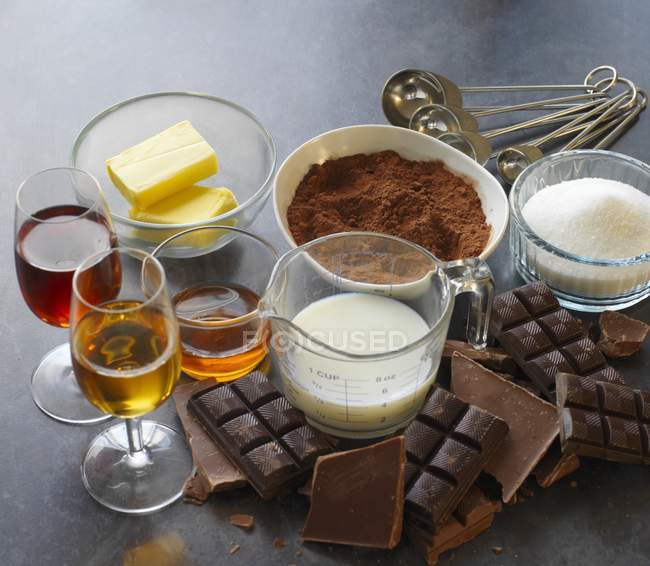 Ingrédients de truffe au chocolat — Photo de stock