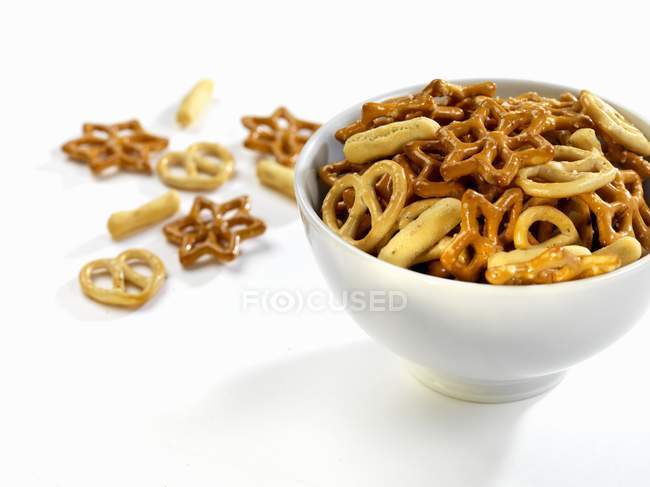 Pretzel snacks in a bowl — Stock Photo