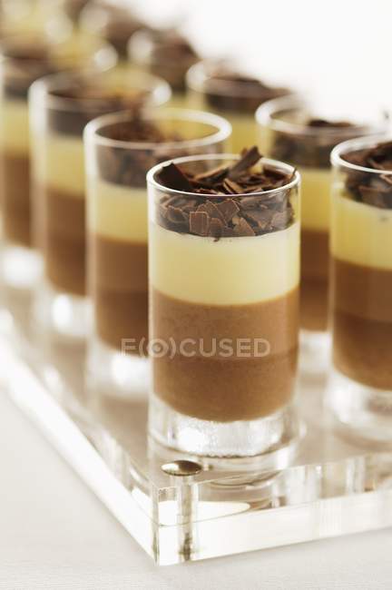 Tricoloured chocolate mousse — Stock Photo