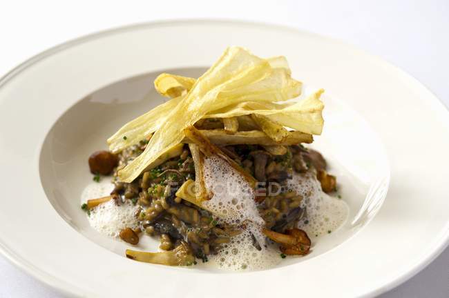 Mushroom risotto with parsnip — Stock Photo