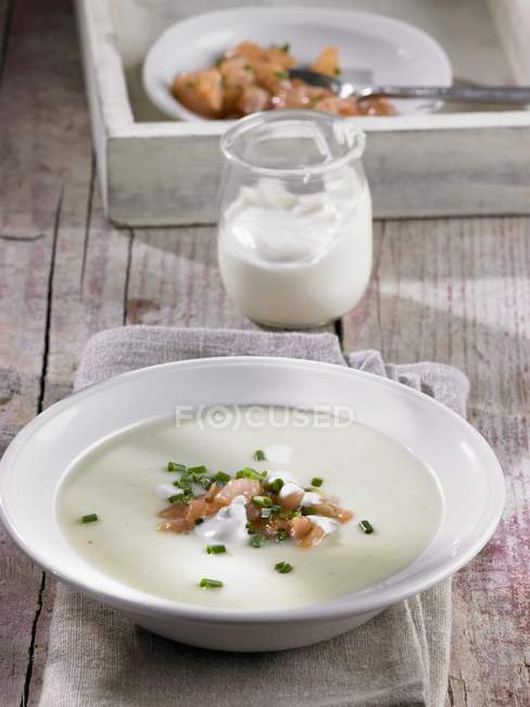 Холодний цибулевий і картопляний суп — стокове фото