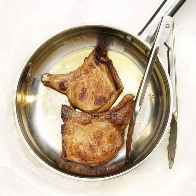 Fried Bone-In Pork Chops — Stock Photo