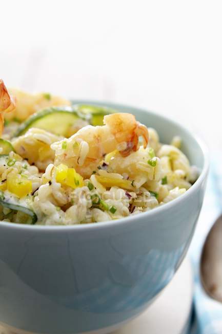 Risotto with prawns and cucumber — Stock Photo