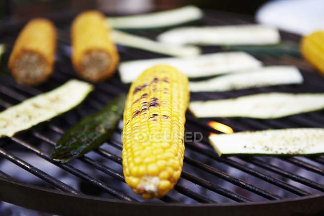 Corn cobs and courgettes — Stock Photo