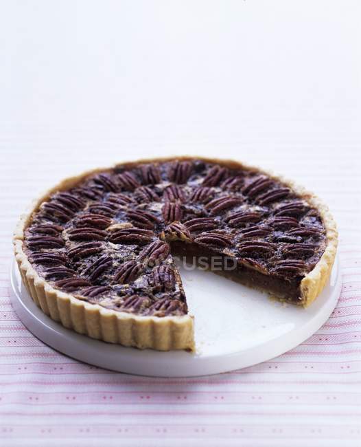 Schokolade und Pekannuss-Torte — Stockfoto