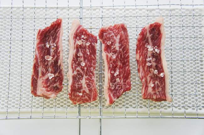 Wagyu-Steaks mit Salz — Stockfoto