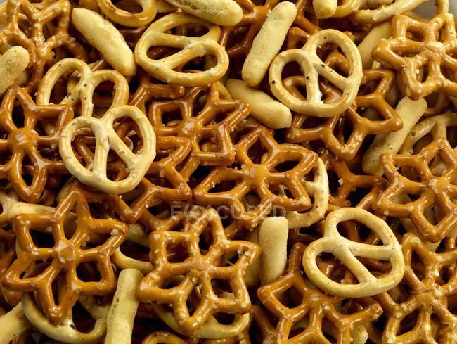 Different varieties of Pretzel snacks — Stock Photo