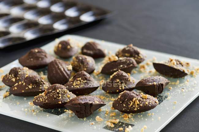 Chocolate and hazelnut madeleines — Stock Photo