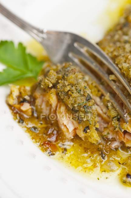 Salmon fillet with a herb crust — Stock Photo