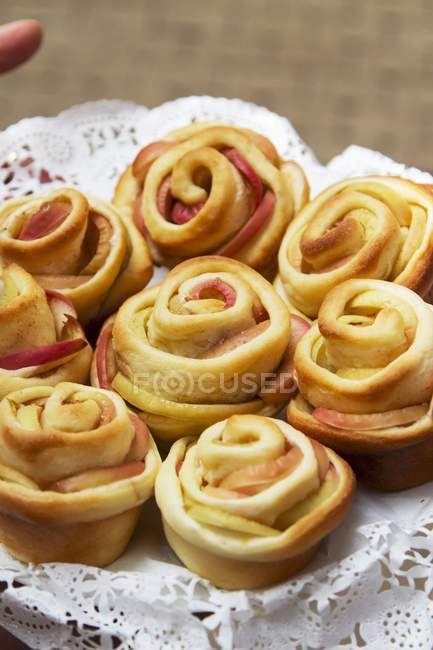 Closeup view of apple whirls on cloth — Stock Photo