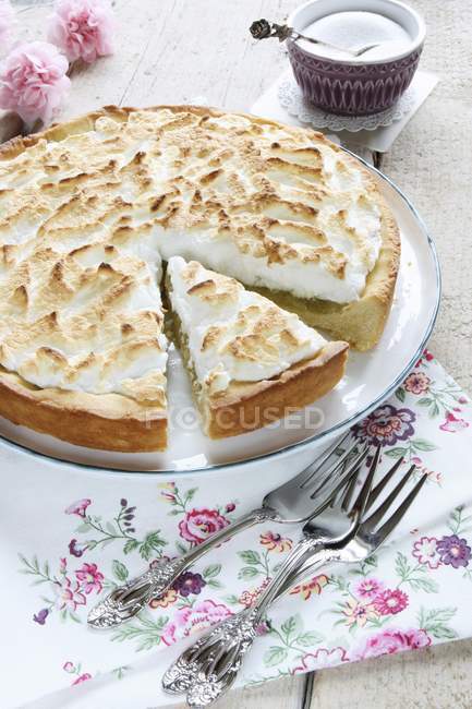 Torta de ruibarbo com cobertura de merengue — Fotografia de Stock