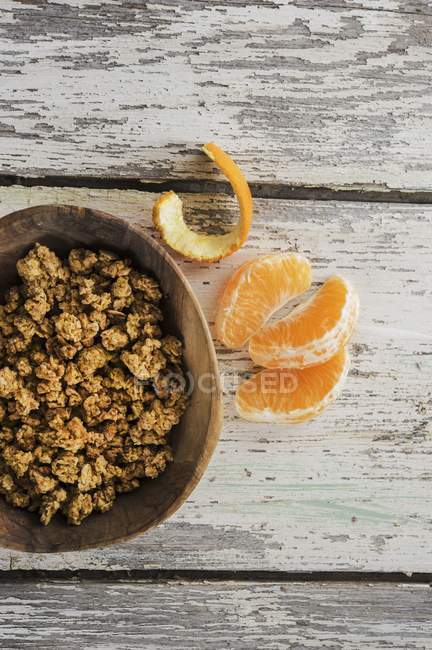 Bowl of crunchy muesli — Stock Photo