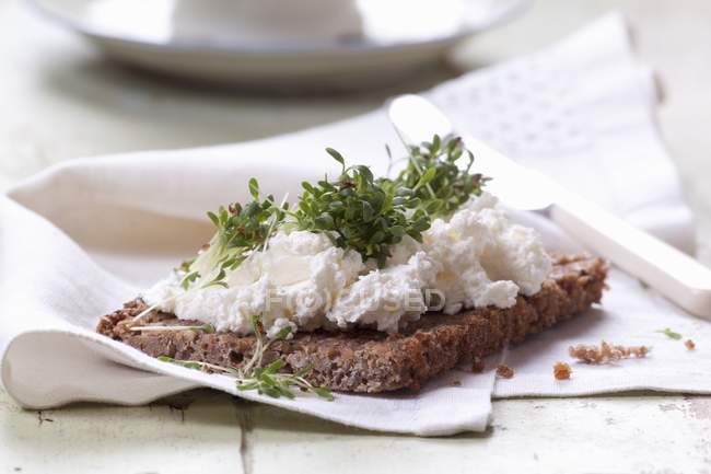 Wholemeal bread with quark — Stock Photo