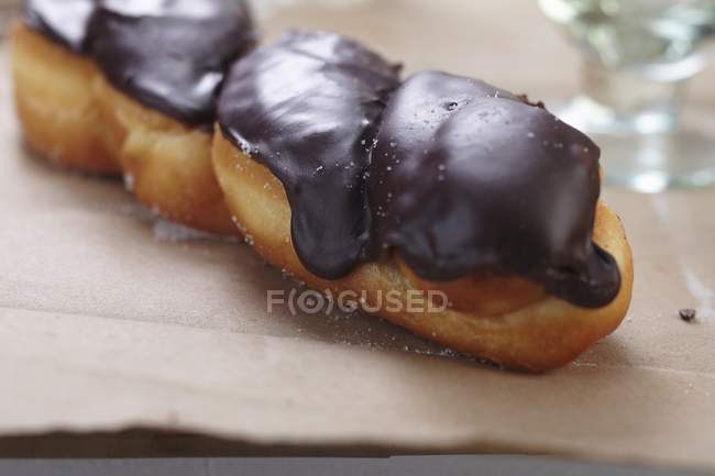 Dark Chocolate Frosted Doughnut — Stock Photo