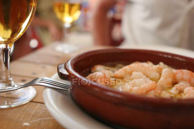 Crevettes à la sauce à l'ail — Photo de stock