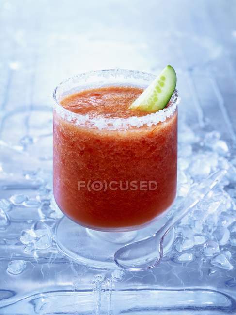 Frozen Bloody Mary with a slice of cucumber — Stock Photo