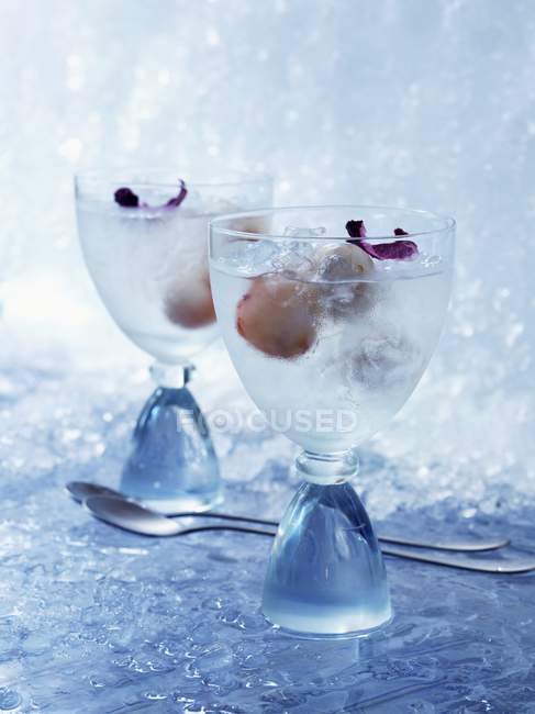 Closeup view of Sake cobblers with lychees — Stock Photo