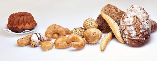 Bread loaves and baked goods — Stock Photo