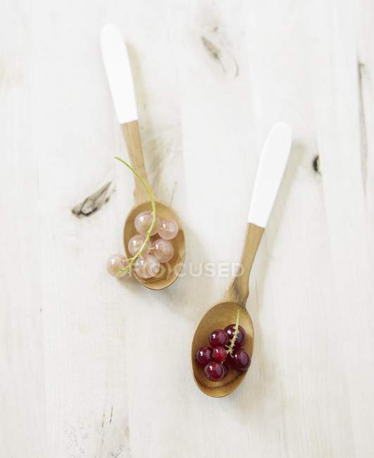 Ribes bianco e rosso in cucchiai — Foto stock