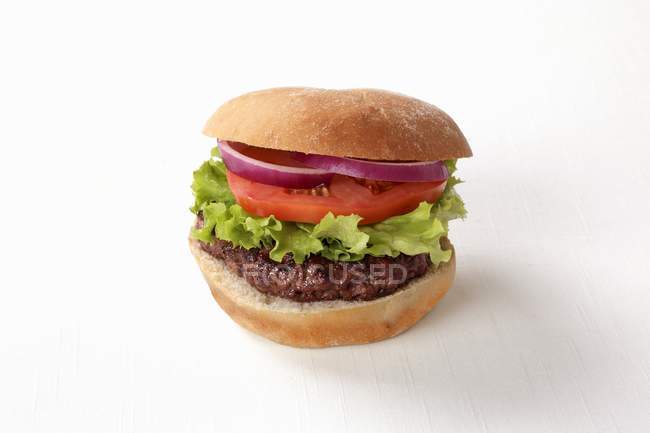 Hamburger avec salade et tomates — Photo de stock