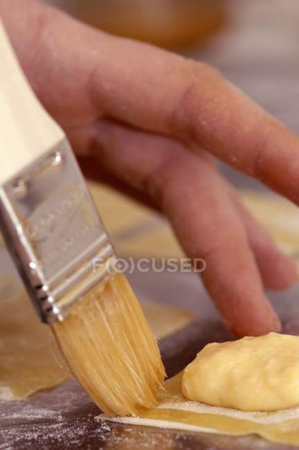 Tortellini pasta being made — Stock Photo